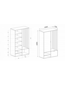 Meuble d’entrée EMILIO coloris chêne artisan 100x33 H.189,4 cm