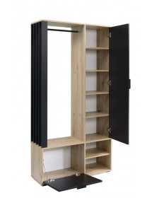 Meuble d’entrée EMILIO coloris chêne artisan/noir 100x33 H.189,4 cm