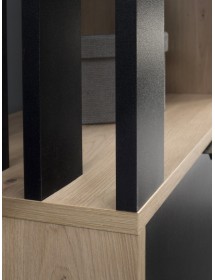Meuble d’entrée EMILIO coloris chêne artisan et noir 100x33 H.189,4 cm