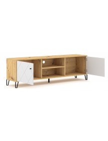 Grand meuble TV BILBAO coloris chêne et blanc mat 183,4 cm