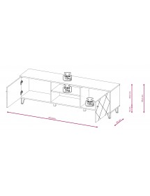 Grand meuble TV BILBAO coloris chêne et blanc mat 183,4 cm