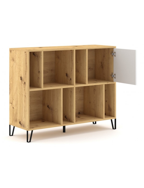 Bibliothèque BILBAO chêne et blanc mat 123,4 x40 x 95,2 cm