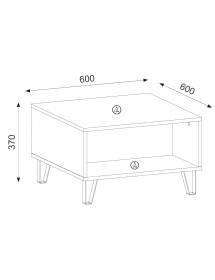 Table basse carrée BILBAO chêne artisan 60x60 x37 cm