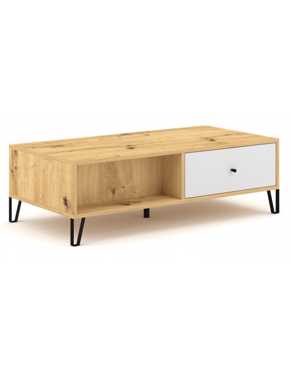 Table basse avec 2 tiroirs BILBAO chêne artisan 60x60 x37 cm