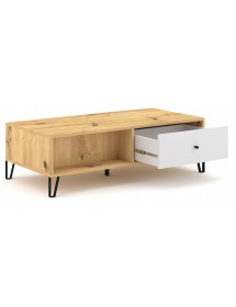 Table basse avec 2 tiroirs BILBAO chêne artisan 60x60 x37 cm