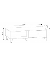 Table basse avec 2 tiroirs BILBAO chêne artisan 60x60 x37 cm
