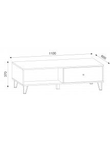 Table basse avec 2 tiroirs BILBAO chêne artisan 60x60 x37 cm