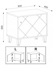 Commode à chaussures BILBAO coloris chêne et blanc mat 63,4x40 x56 cm