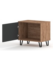 Commode à chaussures BILBAO coloris chêne tabac et gris mat 63,4x40 x56 cm