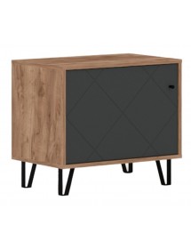 Commode à chaussures BILBAO coloris chêne tabac et gris mat 63,4x40 x56 cm