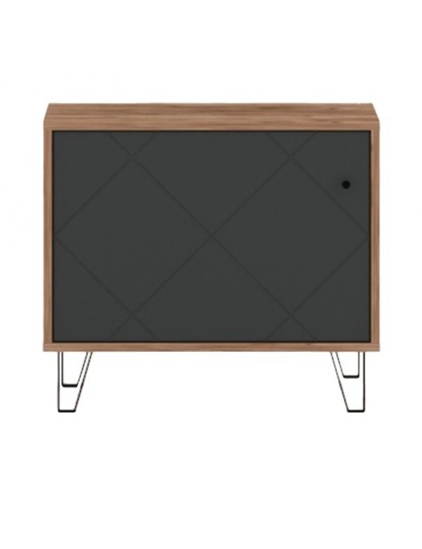 Commode à chaussures BILBAO coloris chêne tabac et gris mat 63,4x40 x56 cm