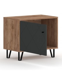 Commode à chaussures BILBAO coloris chêne tabac et gris mat 63,4x40 x56 cm