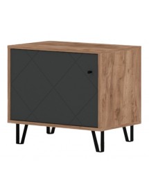 Commode à chaussures BILBAO coloris chêne tabac et gris mat 63,4x40 x56 cm