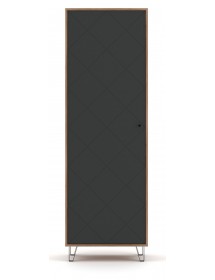 Armoire à 1 porte BILBAO chêne et gris mat 63,4 x40 x 195 cm
