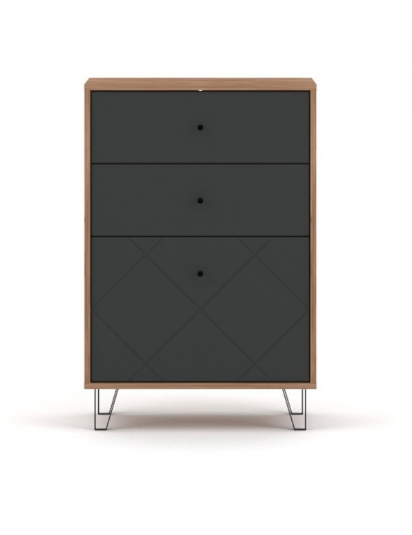 Commode BILBAO chêne et gris mat 63,4 x40 x 96 cm