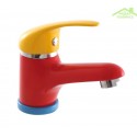 Mitigeur lavabo tricolore pour enfant sans siphon