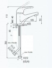 Mitigeur lavabo tricolore SAZAVA pour enfant sans siphon