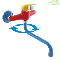 Mitigeur lavabo mural à bras long pour enfant