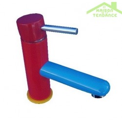 Mitigeur lavabo tricolore pour enfant avec siphon
