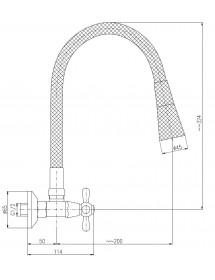 Mélangeur évier mural flexible à mémoire de forme MORAVA RETRO laiton blanc mat