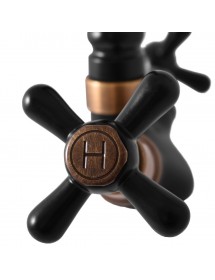 Mélangeur lavabo MORAVA RETRO pivotant en laiton noir mat  avec pop up