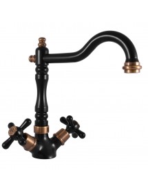 Mélangeur évier MORAVA RETRO pivotant en laiton noir mat