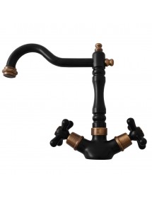 Mélangeur évier MORAVA RETRO pivotant en laiton noir mat