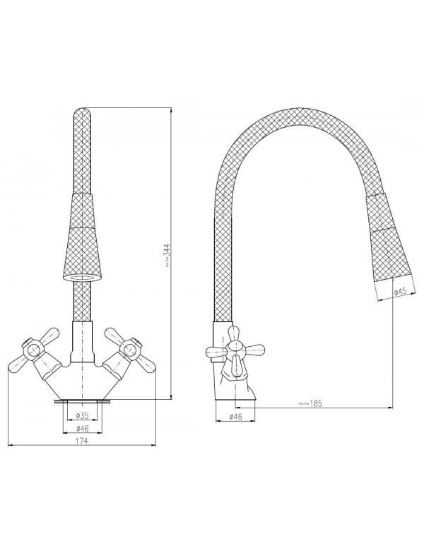 Mélangeur évier flexible à mémoire de forme blanc MORAVA RETRO en chrome