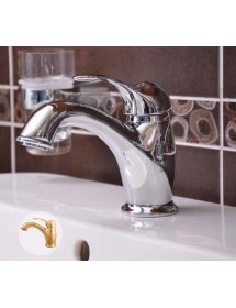 Mitigeur lavabo LABE laiton chromé blanc brillant sans siphon