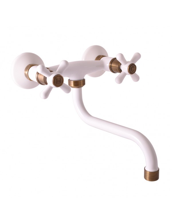 Mélangeur lavabo MORAVA pivotant en blanc laiton Mélangeur lavabo MORAVA pivotant en blanc laiton