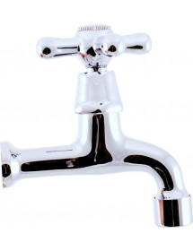 Robinet tap mural rétro en laiton chromé