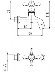Robinet tap mural rétro en laiton chromé