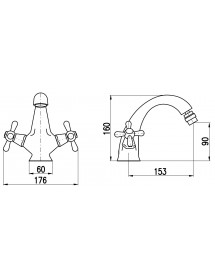 Mélangeur lavabo rétro MORAVA laiton chromé avec pop-up