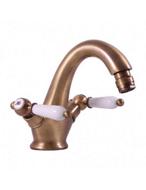 Mélangeur lavabo rétro MORAVA en laiton poignée en céramique avec siphon Mélangeur lavabo rétro MORAVA en laiton poignée en céramique avec siphon