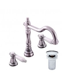 Mélangeur lavabo rétro 3 trous MORAVA avec bonde laiton chromé