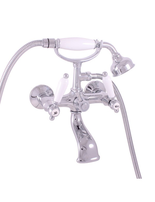 Mélangeur baignoire rétro MORAVA en chrome avec douchette Mélangeur baignoire rétro MORAVA en chrome avec douchette