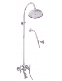 Colonne de douche rétro MORAVA en laiton chromé avec douchette H 150cm