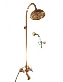 Colonne de douche rétro MORAVA en bronze avec douchette H 150cm