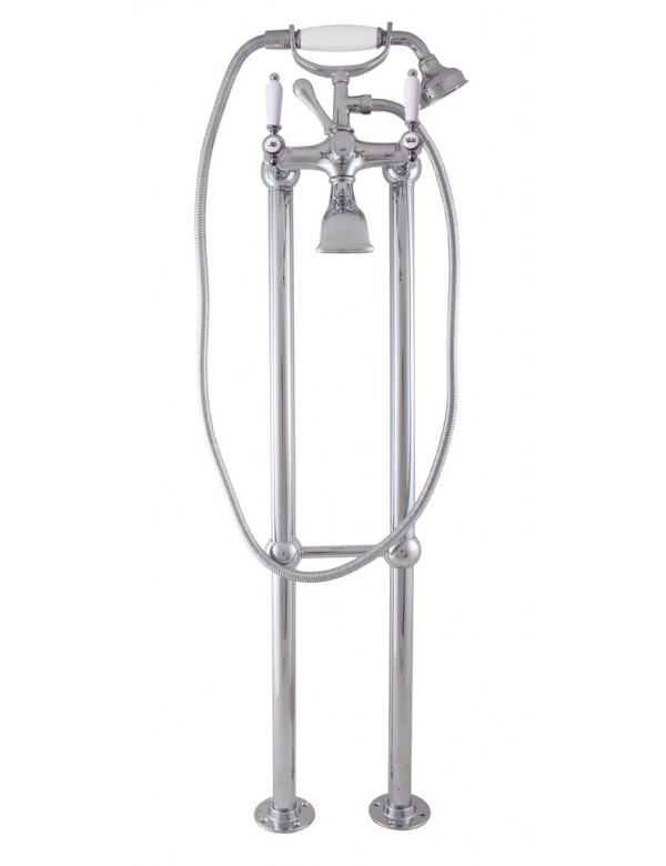 Colonne de douche sur pied en chrome MORAVA RETRO poignée en céramique Colonne de douche sur pied en chrome MORAVA RETRO poignée en céramique