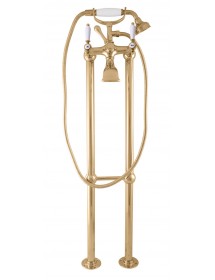 Colonne de douche sur pied en chrome doré MORAVA RETRO﻿ poignée en céramique