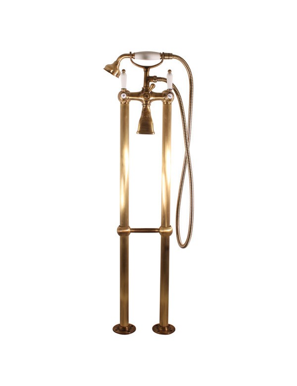 Colonne de douche sur pied en bronze MORAVA RETRO poignée en céramique Colonne de douche sur pied en bronze MORAVA RETRO poignée en céramique