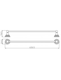 Porte-serviette rétro mural MORAVA en laiton chromé 65,05x7,85 x5,95 cm