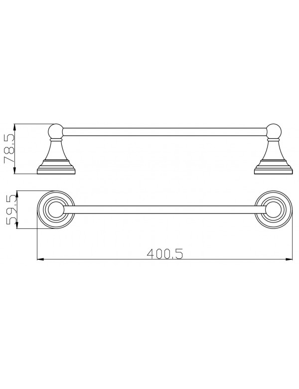 Porte-serviette rétro mural MORAVA en laiton blanc 40,5x7,85 x5,95 cm
