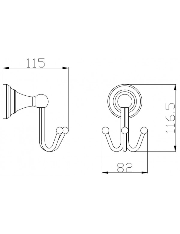 Patère triple rétro MORAVA en laiton blanc 11,5x8,2x11,6 cm