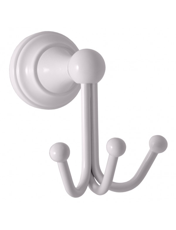 Patère triple rétro MORAVA en laiton blanc 11,5x8,2x11,6 cm Patère triple rétro MORAVA en laiton blanc 11,5x8,2x11,6 cm