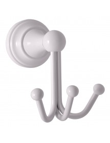 Patère triple rétro MORAVA en laiton blanc 11,5x8,2x11,6 cm