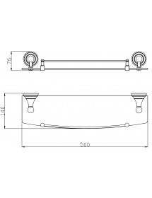 Etagère murale de douche avec rail rétro MORAVA en verre 50x14x7,6 cm