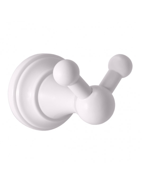 Patère double rétro MORAVA en laiton blanc 7,85x5,85x5,95 cm Patère double rétro MORAVA en laiton blanc 7,85x5,85x5,95 cm