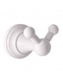 Patère double rétro MORAVA en laiton blanc 7,85x5,85x5,95 cm