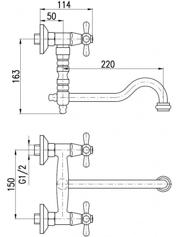 Mélangeur évier MORAVA RETRO bras pivotant en laiton bronze